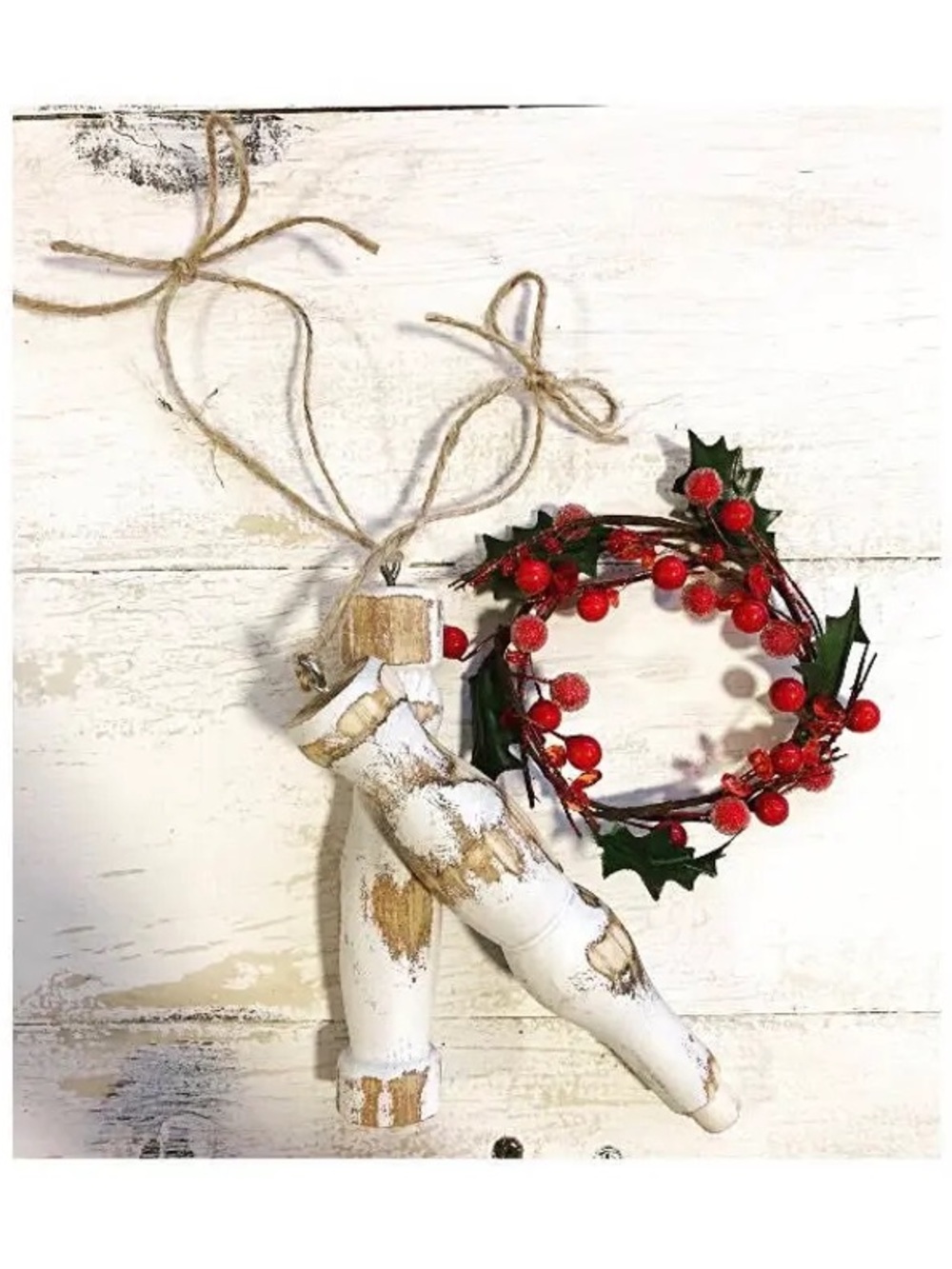 Set of 2- Farmhouse Reclaimed Spindle Ornaments